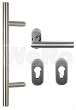 Edelstahl Haustür Griff- Beschlag- Set in verschiedenen Längen Ovale Rosetten