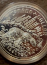1980 CANADA Arktischer Polarbär UK Königin Elisabeth II Silber  1-Dollar Münze