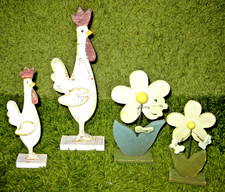 4 tlg Set Huhn Hahn & Blumen m