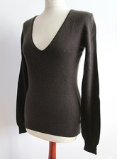 CLOSED V-AUSSCHNITT PULLOVER DUNKELBRAUN FEINSTER STRICK GR.M 100% CASHMERE