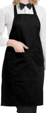 Kochschürze schwarz mit 2 Taschen Polyester Schürze black schmal Frau Dame Apron