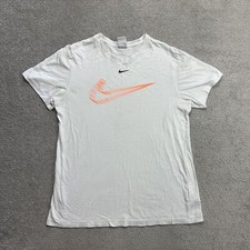 NIKE Damen T-Shirt Kurzarm Gr. M Sport Classic Retro Print Logo 8813 Weiß