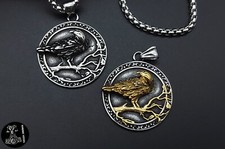 Anhänger Halskette Rabe Edelstahl Wikinger Viking Schmuck NEU