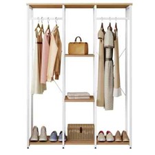 Kleiderständer Wäscheständer Kleiderschrank Schuhregal mit Ablage Holz rs0048whe