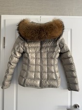 Moncler Daunenjacke Armoise Giubbotto XS beige/ grau wunderschöner Echtpelz