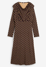 Neu Shirtkleid Gr. 44/46 Ahornrot Schwarz Cappuccino Midi-Kleid Langarm-Dress