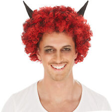 Perücke schwarz-rot lockig kurz mit Hörner Halloween Hexe Teufel Vampir Karneval