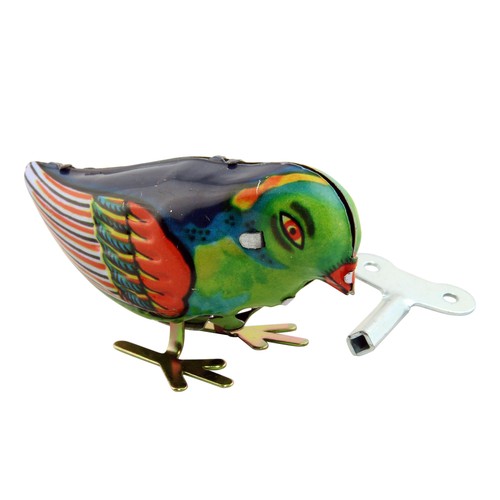 Blechspielzeug pickender vogel - blechspielzeug,