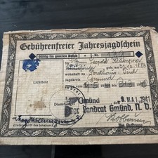 DR Jagdschein  1941 -43 Gmünd