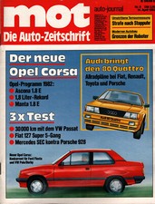 Zeitschrift MOT Auto Journal #8 von 1982 Mercedes SEC Audi Quattro Fiat 127