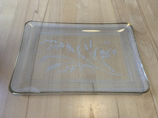 Alte Kuchenplatte mit Goldrand 50- er Jahre aus geschliffenem Glas mit Muster