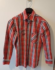 Hemd Herren Gr.m -  rot kariert - Finest Seersucker / Bonita 