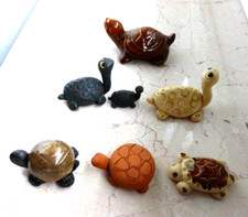 Schildkröten FigurenSet Ton 7 getöpfert handgefertigt natur braun schwarz Gr s.u