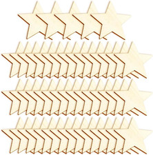 50 Stück Holz Stern Scheiben, 60mm Holzsterne Deko, Holz Stern zum Bemalen, Hoch