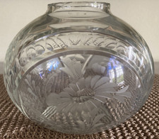 Antik vor 1950 Kugelvase Baccarat?? Bleikristall floral geschliffen