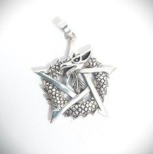 Drachenpentagramm - Mächtiger Anhänger aus Sterlingsilber