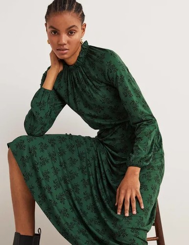 Boden ruffle neck - midi, dress