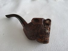 Antike geschnitzte Holz Pfeife mit Büffel Kopf 
