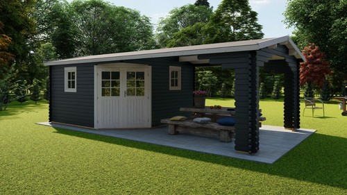 Gartenhaus holz mit anbau - mit,