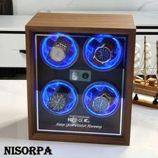 LED Uhrenbeweger Watch Winder Schaukasten 4 Uhrenbox Leiser Motor 5 Modi Braun