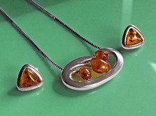 * Schönes 4 teiliges Schmuckset * Bernstein * Silber 925 * (1523)