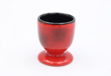 Eierbecher Ei Becher rot / schwarz aus Keramik Vintage 70er Jahre H 5,5 cm
