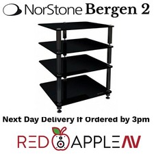 Norstone Bergen 2 schwarz mit 4 schwarzen Glasregalen HiFi Ständer Rack KOSTENLOSER Porto