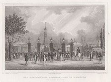 Hamburg St. Pauli Millerntor Original Stahlstich Poppel 1843