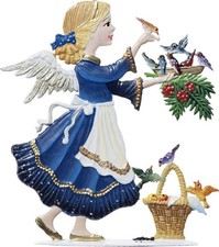 Wilhelm Schweizer Figur aus Zinnlegierung Engel Vogelfütterung 