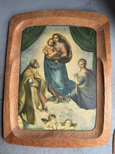 Gerahmtes altes Bild Sixtinische Madonna im Holzrahmen Antiquität Hanfstaengl