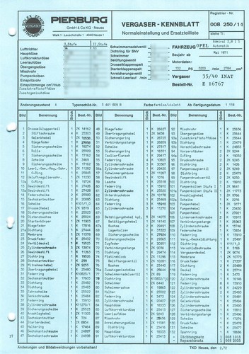 Datenblatt einstelldaten - datenblatt,