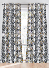 Blickdichter Vorhang mit Blättermotiv mit Ösen Weis Grau 4 H/B: 245/140 cm Neu