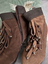 Super Coole Stiefeletten Mit Fransen Schlaufen Nieten In Braun 40