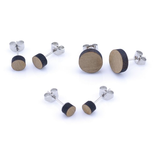 Holz ohrstecker einfach rund - holz,