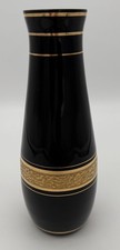 Vase Glas schwarz Gold; - VEB KUNST GLAS WASUNGEN?