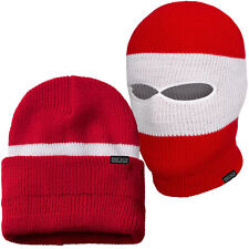 Sturmhaube / Mütze 2 in 1 Rot Weiß Maske Beanie Balaclava Ultras Ski Hooligans