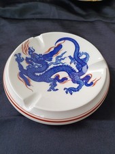 Volkstedt Aschenbecher Porzellan Echt Kobalt Drachenmotiv