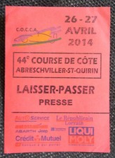Presse-Pass Automobil-Bergrennen Abreschviller-St-Quirin (FRA) 26-27.April 2014