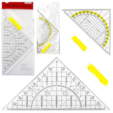 2 Stück Geodreieck, geodreieck mit griff, Flexibel Geo Kreisschablone, geo dreie