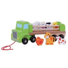 Holz LKW Nachzieh-Fahrzeug Tier-Transporter ca. 27 cm ab 18 Monate Nachziehauto