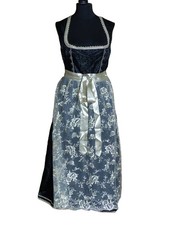 Alpenmärchen Damen Kleid Gr 48 Dirndl Trachtenkleid mit Schürze schwarz Neu (WM)