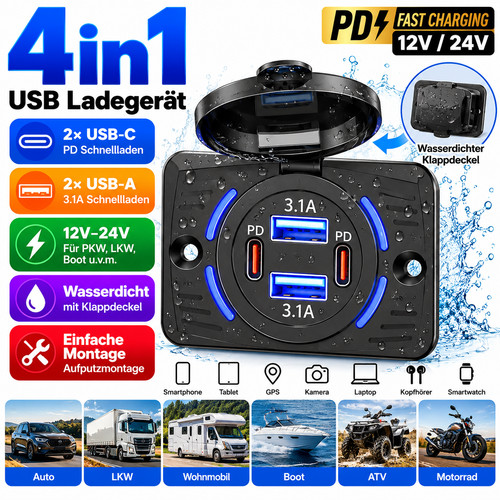12v usb c kfz - pd,
