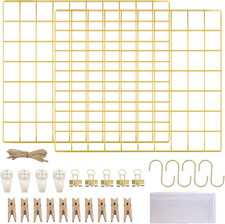 LOYONAL Deko Wandgitter Gold - Metall Fotogitter - Pinnwand Gitter Fotowand Meta