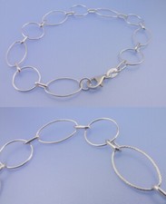 Echt 925 Sterling Silber Hochglänzenden und mit Musterung 20 cm Länge oval  rund