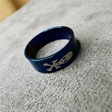 Ring Edelstahl blau Totenkopf Größe 59 Herren Damen Schmuck Gothic Geschenk