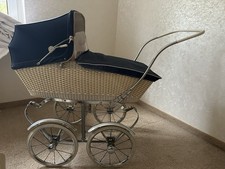 Nostalgie Puppenwagen Korb, Weiß, 60er Jahre Antik