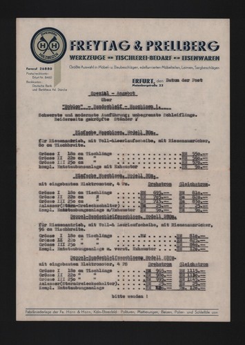 Erfurt brief 1930 freytag - erfurt,, 1930,