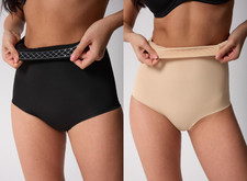 Nahtloser Shapewear Slip –Hoher Bund – Bauch-Weg Unterwäsche –Hautfarbe/Schwarz