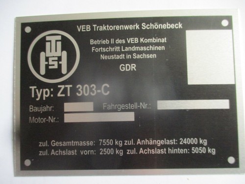 Typenschild traktor - typenschild,