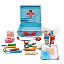 Kinder Arztkoffer mit Zubehör Holz Doktorkoffer Doktorset Spielzeug Spiel-Set
